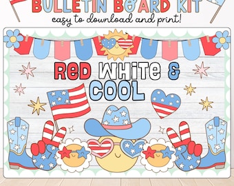 Bulletinboardkit voor 4 juli: groovy patriottisch klasdecor (pdf-download)