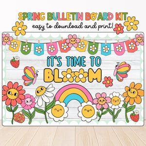 Spring Bulletin Board Kit | Printable Classroom Decor | March & April Themes | Teacher Resources Classroom Door Decor | Easter Class Decor