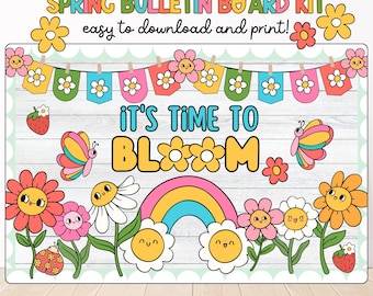 Spring Bulletin Board Kit | Printable Classroom Decor | March & April Themes | Teacher Resources Classroom Door Decor | Easter Class Decor