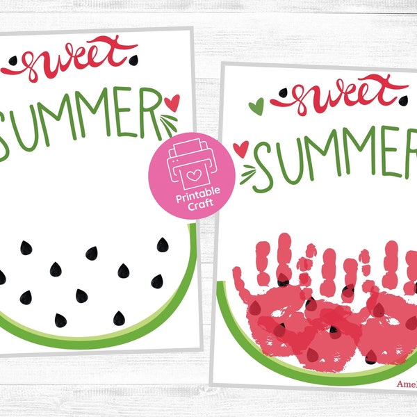 Summer Handprint Craft | Summer Craft for Kids | Summer Handprint Art | Watermelon Craft |  | Kids Summer Activity | Toddler Craft Summer