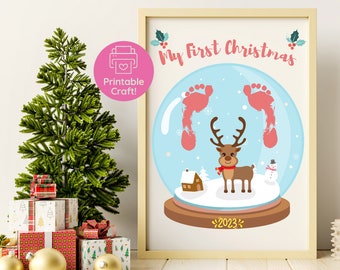 Baby's First Christmas Handprint Art | Reindeer Keepsake (Digital Download)