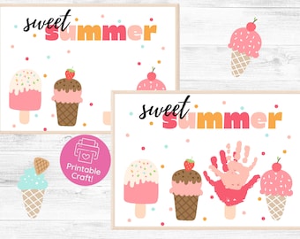Summer Handprint Craft | Summer Craft for Kids | Summer Handprint Art | Summer Art for Kids | Handprint Ice Cream Craft | Summer Activities