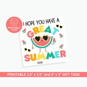 Tags de fim de ano letivo | Professor obrigado | Etiqueta de presente de verão | Download para impressão | Último dia de aula | Etiqueta de presente para professor de verão