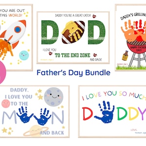 Fathers Day Handprint Art Bundle | Daddy Handprint Poem | Father&#39;s Day Gift For Dad | Kids Baby Toddler | Papa Handprint Footprint Art Craft