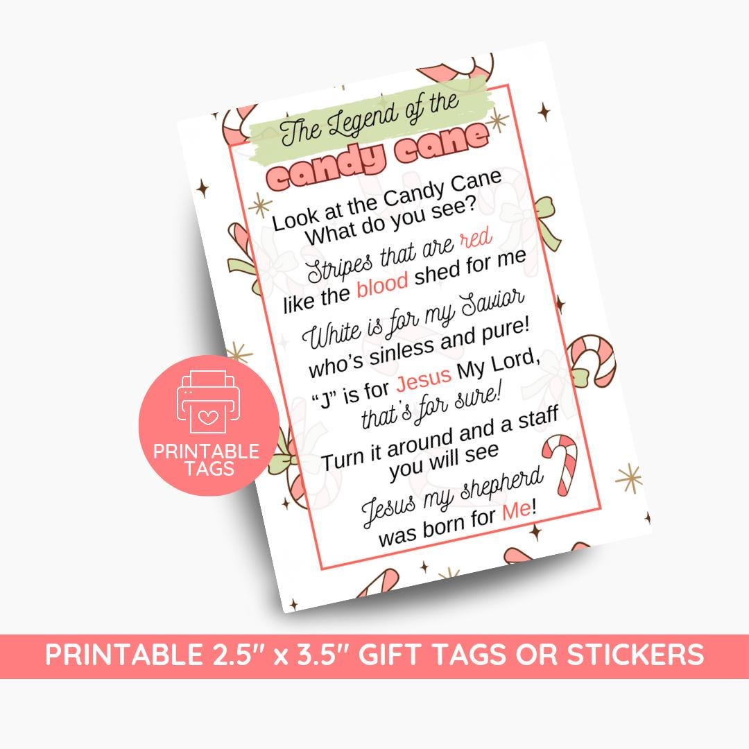 Legend of the Candy Cane Printable Gift Tags (PDF) - Etsy