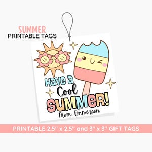 Have a Cool Summer Gift Tag, End of Year Treat Tag, Fun Summer Party Favor Ideas, Class Summer Favor Tag, End of School Year Treats