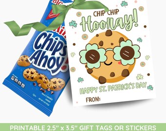 Chip Chip Hooray St. Patrick's Day Gift Tags (Editable, Printable)