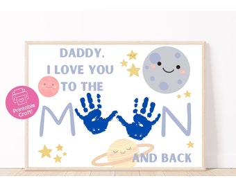 Father's Day Handprint Art: Moon & Back DIY Craft (Digital Download)