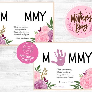 Manualidades imprimibles para el Día de la Madre para niños en edad preescolar / Manualidades para preescolar y jardín de infantes / Arte con huellas de manos / Recuerdo de huellas de manos para niños / Regalo para mamá