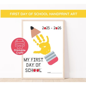 First Day Of School Handprint Craft | Back To School Printable | Memory Keepsake | Handprint Preschool Craft | Teacher Resource