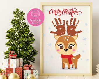 Reindeer Handprint Christmas Craft | Baby's First Christmas (Printable)