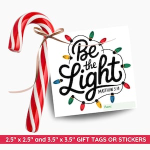 sei das Licht Matthäus 5:14, LDS Weihnachtstag, LDS Weihnachten druckbar, Candy Cane Tag, Bedeutung von Weihnachten, Bibel-Vers-Weihnachts-Tag