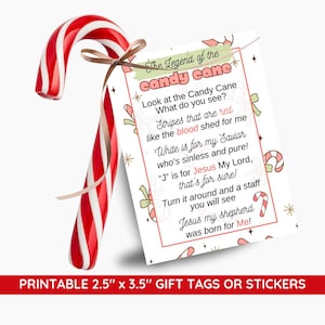 Legend of the Candy Cane Printable Tag, Candy Cane Poem, Christmas Tags, LDS Christmas Tag, Candy Cane Tag, Meaning of Christmas, Jesus Poem