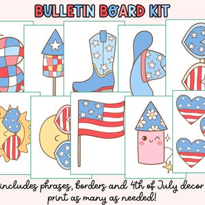 4th of July Bulletin Board Kit: Patriotic Classroom Decor (printable ...
