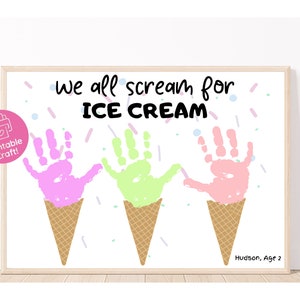 Ice Cream handprint art | Toddler Preschool Craft | Summer Craft | Summer Printable Activity |  | Summer Wall Art | DIY Kids Craft  Summer