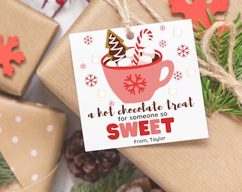 ホットチョコレートギフトタグ：クリスマスココアギフト（デジタルダウンロード）
