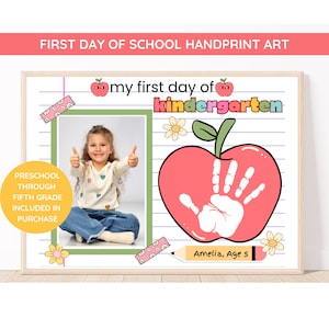 First Day Of School Handprint Craft | Back To School Printable | Memory Keepsake | Handprint Preschool Craft | Teacher Resource