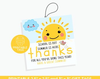 Apple Teacher Thank You Gift Tag, School is Out Summer is Here, End of ...