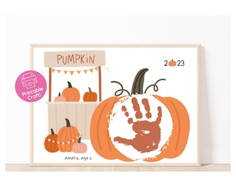 Pumpkin Handprint Art | Fall DIY Craft, Keepsake (Digital Download)