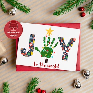Christmas Tree Handprint Art, Preschool Handprint Art Craft, Handprint Footprint Christmas Keepsake Gift, Printable Christmas Art craft
