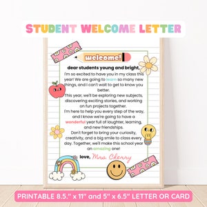 Cadeau pour la rentrée des classes | Carte de bienvenue imprimable pour la rentrée | Lettre de bienvenue de l'enseignant | Souvenir souvenir | Ressource pour l'enseignant