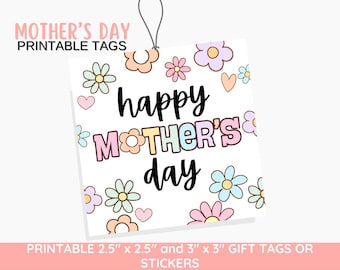 Floral Mother's Day Gift Tags, Printable Cookie Tags (PDF)
