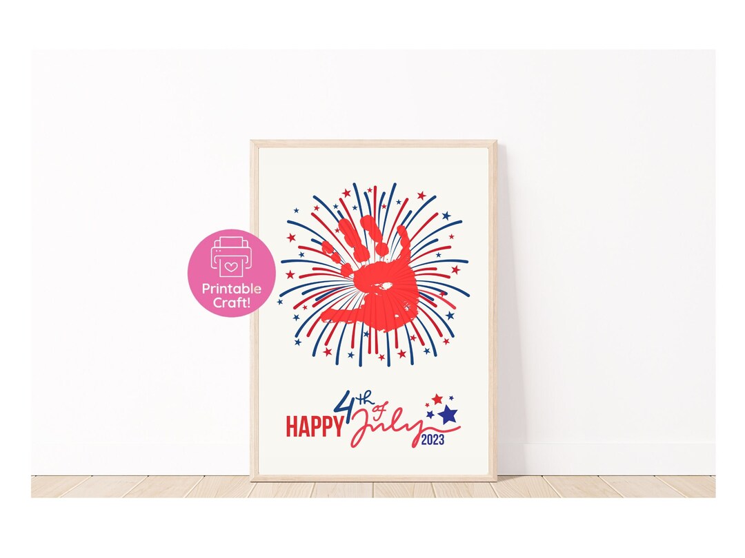 Firework July Hand Lettering 4th of July Handprint Firework Art: Kids Craft (digital Download) - Etsy