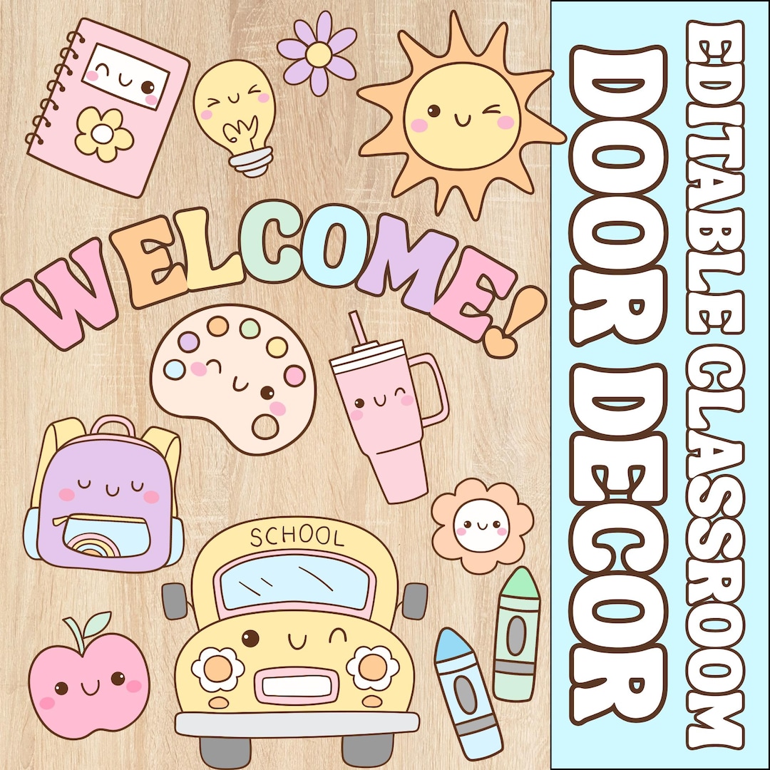 Editable Classroom Door Decor Kit: Welcome Back to School Pastel ...