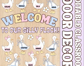 Silly Goose Classroom Door Decor with Editable Student Name Tags: Digital Download