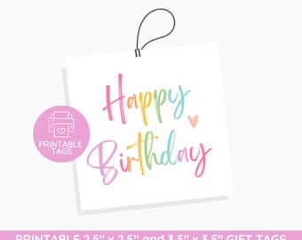 Etiquetas de regalo de cumpleaños arcoíris: etiquetas imprimibles de galletas pastel (PDF y JPEG)