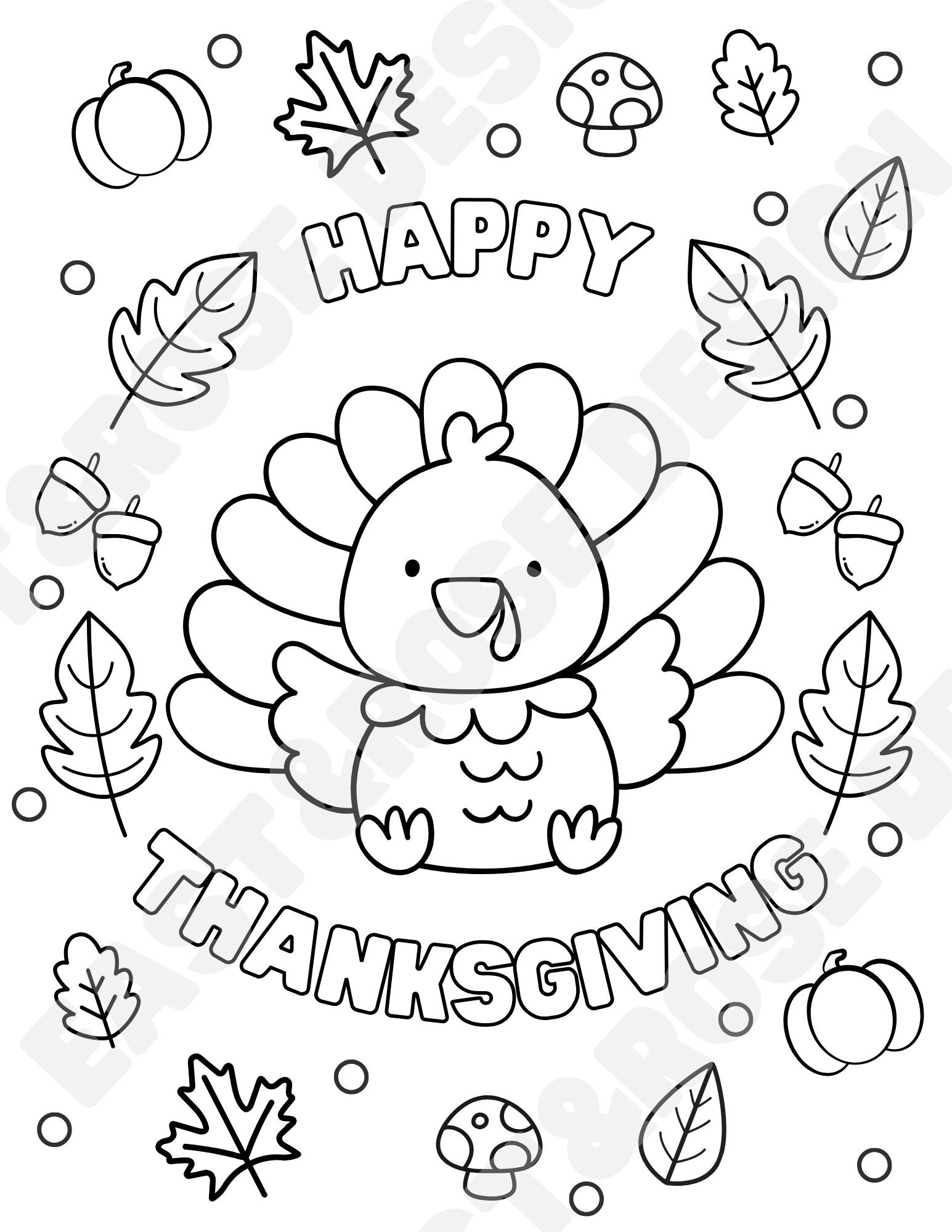 Thanksgiving Coloring Pages: Fall Craft Activity (PDF Download) - Etsy