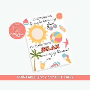 Étiquette-cadeau d'été pour enseignant | cadeau de professeur | imprimable merci | Étiquettes cadeaux de remerciement de fin d'année | Étiquettes-cadeaux pour enseignants | Carte L'été est arrivé