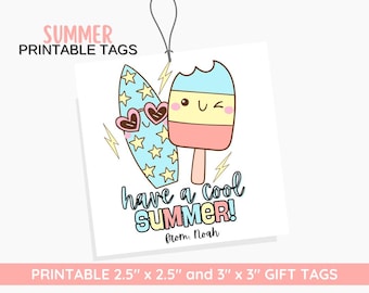 Etiqueta de regalo de verano con forma de paleta, recuerdo de fiesta imprimible (descarga digital)