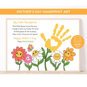 Mothers Day Handprint Poem, Flower Handprint Craft, Printable Kids Craft, DIY Gift for Mom, Handprint Art Keepsake, Spring Toddler Activity