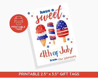 4th of July Party Tags: Patriotic Printable Gift Tags (PDF)