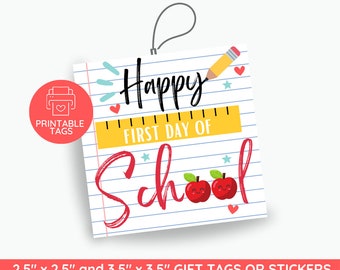 First Day of School Gift Tags: Printable Back to School Favors (PDF)