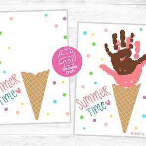 Sommer Handabdruck Handwerk| Sommer Handwerk für Kinder | Sommer Handabdruck Kunst | Eis Handwerk | Kinder Sommeraktivität|Sommercamp Handwerk|Eiscreme Party