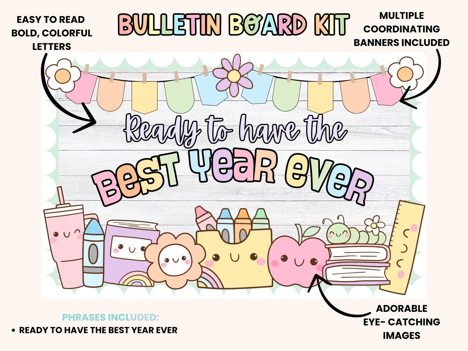 Groovy Classroom Decor: Back to School Bulletin Board Kit (digital ...