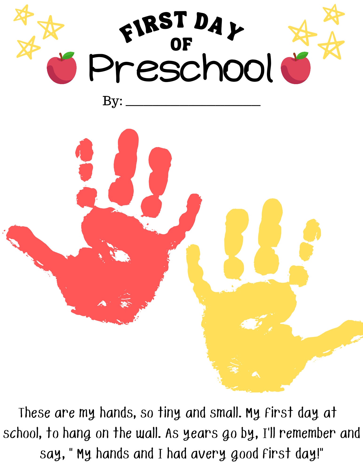my-first-day-of-preschool-handprint-craft-1st-day-of-school-etsy