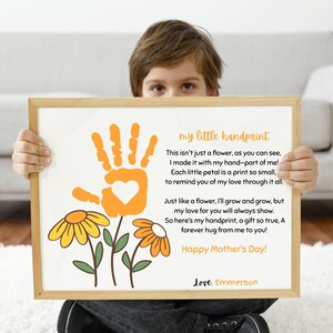 Mothers Day Handprint Poem, Flower Handprint Craft, Printable Kids Craft, DIY Gift for Mom, Handprint Art Keepsake, Spring Toddler Activity