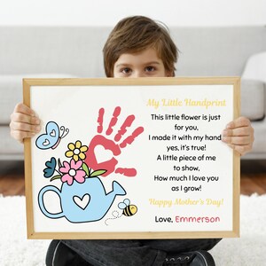 Mothers Day Handprint Poem, Flower Handprint Craft, Printable Kids Craft, DIY Gift for Mom, Handprint Art Keepsake, Spring Toddler Activity