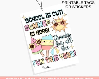 Summer Treat Tag: Teacher Appreciation Gift (Digital Download)