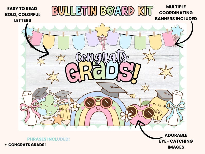 Graduation Bulleti Graduation Bulletin Board Kit: Printable Classroom Decor (digital ...
