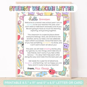 Carta de bienvenida del maestro/a a la escuela, Tarjeta editable de regreso a clases, Carta para estudiantes, Jardín de infantes, Conoce al maestro/a, Recurso para maestros
