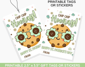 St. Patrick's Day Favor Tags: Chip Chip Hooray, Shamrock (Printable)