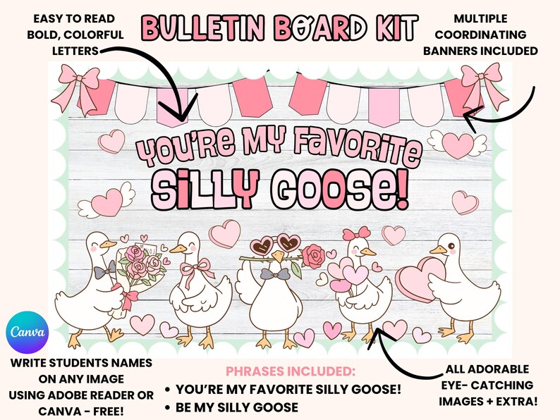 Silly Goose Valentine's Day Bulletin Board Kit: February Classroom ...
