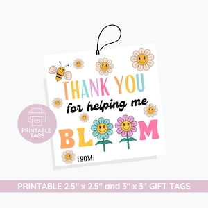 Merci de m'avoir aidé à fleurir, étiquette de remerciement pour enseignant, étiquette-cadeau plante fleur, cadeau de fin d'année pour enseignant, cadeau de remerciement pour enseignant
