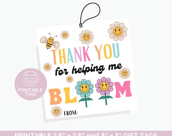 Teacher Thank You Gift Tags: Helping Me Bloom (PDF)