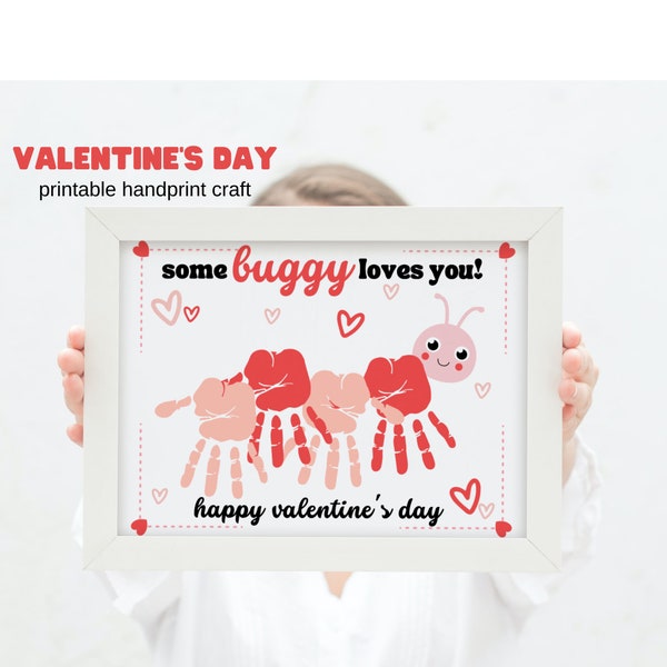 PRINTABLE Valentines Day Handprint Art Craft for Kids, Keepsake Art, Toddler Preschool Kindergarten Activity, Homeschool, Gift from Kids PDF