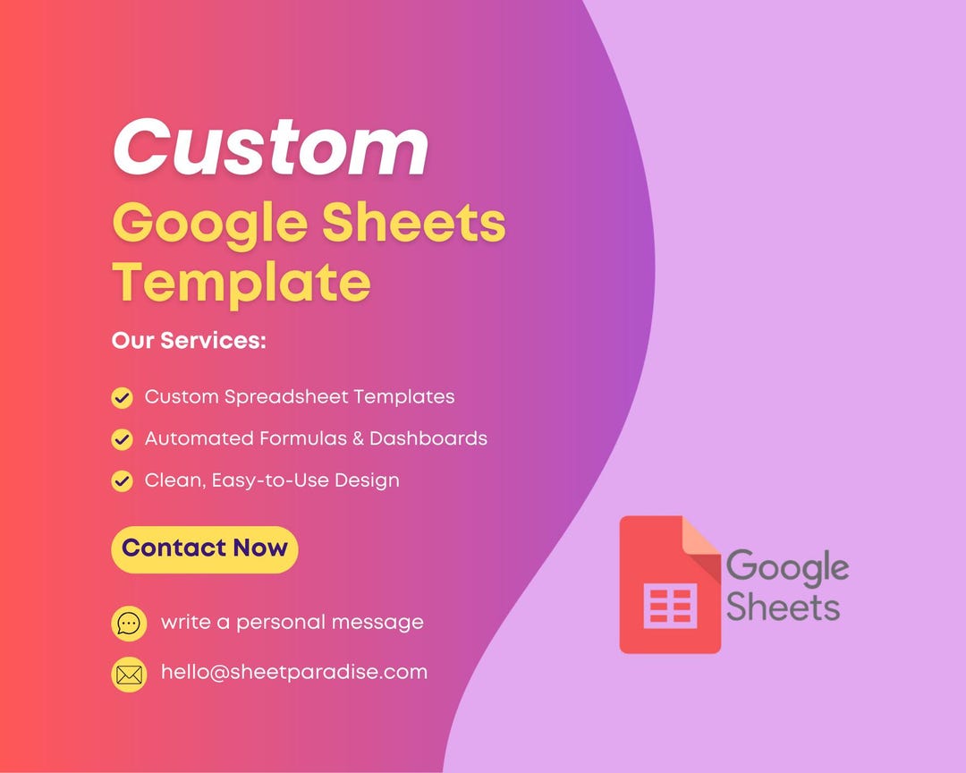 Custom Google Sheet Template | Personalized Spreadsheet Design ...
